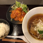 志庵 - エビチリ定食と醤油ラーメン