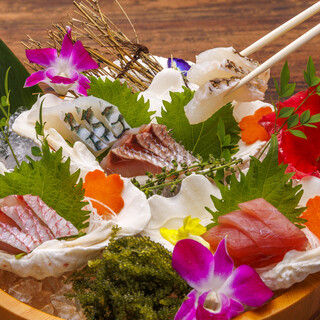 [Fresh fish] is our pride at this Okinawan Cuisine Izakaya (Japanese-style bar)!