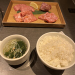 焼肉チャンピオン - ■上４種盛り御膳¥4,200_サラダ、キムチ、ご飯、スープ付き