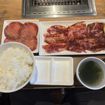 焼肉ライク 新潟駅前店 - 匠カルビ&ハラミセット(ご飯大盛り)+牛タン4枚