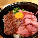 Ro-Suto Bi-Fu To Suteki Yoshimi - ステーキとローストビーフ丼、サラダ、ドリンクのセット　1850円