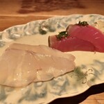 酒井商会 - スズキ 煎り酒、鰹 ニラ醤油、ずいき 海苔わさび