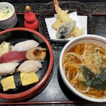 松栄鮨 - (料理)Ｂセット（温うどん定食） にぎり