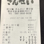 担々麺 きんせい - レシート