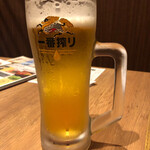 Torikawa Oichi - 生ビールは一番搾り　写真忘れて、ちょっと飲んだ
