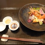 杢の抄 - 刺し身も新鮮でした！醤油以外にも２種の味があってどの魚介が合うかを教えてもらえます。