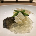 博多 鮨 まつもと - アワビと冬瓜のジュレ② アワビ汁をジュレに