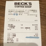 BECK'S COFEE SHOP - レシート。