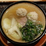 神楽坂 石かわ - お鍋　　鴨肉　つみれ　長ネギ