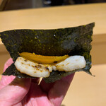 銀座 しのはら - 平貝の磯部焼きとカラスミ