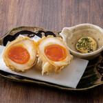 Soft-boiled flavored egg tempura