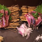 うみからそらへ - 本ガツオとハガツオの藁焼き 食べ比べ定食  1500円