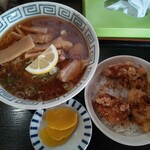 食処 櫻屋 - 冷やしラーメンセット(冷やしラーメン唐揚げ丼)