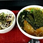 麺屋 文太 - 醤油ラーメン、半熟煮玉子丼ミニ