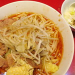 ラーメン二郎 - ラーメン半分＋ニンニク多め＋白ネギSK