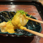 割烹 隆 - お昼のコース９６８０円。和風海老マヨ。カラリとしつつもふんわり衣からは、ジューシな火入れのぷりぷり海老。一口で頬張ると幸せな味で満たされます（╹◡╹）（╹◡╹）