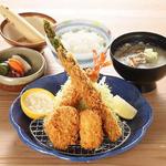 かつ太郎 - 海老ヒレ極太アスパラかにクリームコロッケ定食【1480円（税込1554円）】