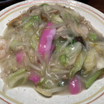 銀座 吉宗 - 小盛り皿うどんと茶碗蒸しのセット1700円、皿うどんは細麺・太麺どちらも選べる