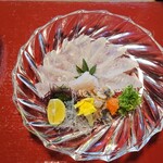 魚信旅館 - 【刺身】オコゼ薄造り（紅葉卸し・青葱）