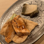 鮨 しゅん輔 - 鮟肝お揚げと勝浦の黒アワビです