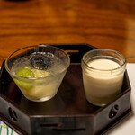 霞月楼 - 2022.7 旬の果物 檸檬ゼリー、林檎ムース