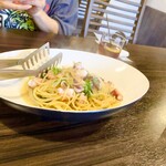 ピッツエリアバール　CACTUS　D'ORO - タコぶつと九条ねぎのペペロンチーノ　スパゲティ