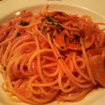 アルバトロス - 夜のパスタセット、ベーコンのトマトソースパスタ。