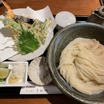 饂飩とお酒 からほり きぬ川 - 天盛り生醤油＋麺大盛