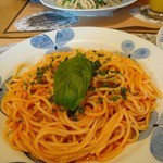2013.2月撮影）娘は納豆パスタ。俺はトマト系パスタ♪