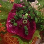 厳選地酒と本格焼酎の店 うみんちゅ - Ｈ25.03　馬刺し三点盛り【上ヒレ】