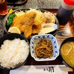 かど新 - (生)アジフライ定食(ポテサラ付、ご飯少なめ)_¥980