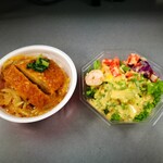 セイコーマート - 料理写真:ハーフカツ丼、カニカマと海老のサラダ