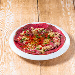 Beef heart carpaccio