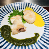 てっぱん料理味味亭 - ホタテにはブールブラン、鯛には大葉のソース
