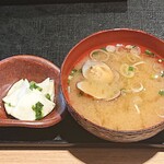 Enomoto - 江の本 ＠西葛西 ランチ ランチ 絶品アジフライ定食に付く漬物とアサリの味噌汁