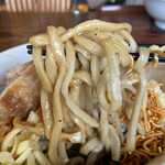 RAMEN K - 麺はワッシワシの平打ちです☆やや太くらいですが、食べ応え抜群です(⁎⁍̴̆Ɛ⁍̴̆⁎)