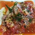 ミエット - メインランチ：豚肩肉のローストスパイシートマトソース（前菜＋パン＋ドリンク付き）♪