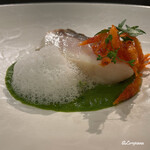 カーサ・デル・チーボ - 油坊主のインパデッラ ニンニクの芽のソースとピカンテのエスプーマ