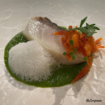 カーサ・デル・チーボ - 油坊主のインパデッラ ニンニクの芽のソースとピカンテのエスプーマ