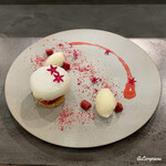 カーサ・デル・チーボ - アップルルバーブのコンポートとクレームダンジュ､アーモンドミルクソルベ添え