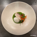 カーサ・デル・チーボ - 油坊主のインパデッラ ニンニクの芽のソースとピカンテのエスプーマ