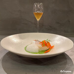 カーサ・デル・チーボ - Cos Ramiと油坊主のインパデッラ ニンニクの芽のソースとピカンテのエスプーマ