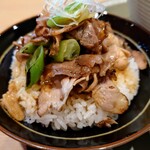 中華そば 深緑 - もろみポーク 炙り焼き丼 480円
                                
                                とても美味しいもろみポークに、炭火の香りをまとわせ、
                                焼き鳥のタレを想わせる、甘みのある醤油ダレが合わせられ、
                                とても美味しい丼でした。