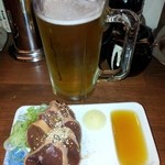 もつ焼き 肉の佐藤 - レバテキと生ビール
