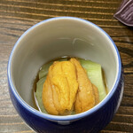 片折 - 先付けは茄子と雲丹