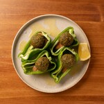 chickpea croquette peppers