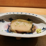 常 - 鮑の蒸し物と加賀野菜(金時草)