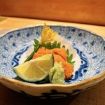 常 - お造り(紫雲丹、マコガレイ)