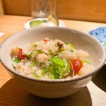 常 - 太刀魚とカリカリ梅と絹さやの炊き込みご飯