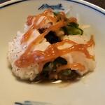 Gion Uemori - 先付　鱧とキュウリの酢の物、梅肉ソース